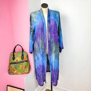 Vintage 90s Blue / Purple Tie Dye Sheer Duster